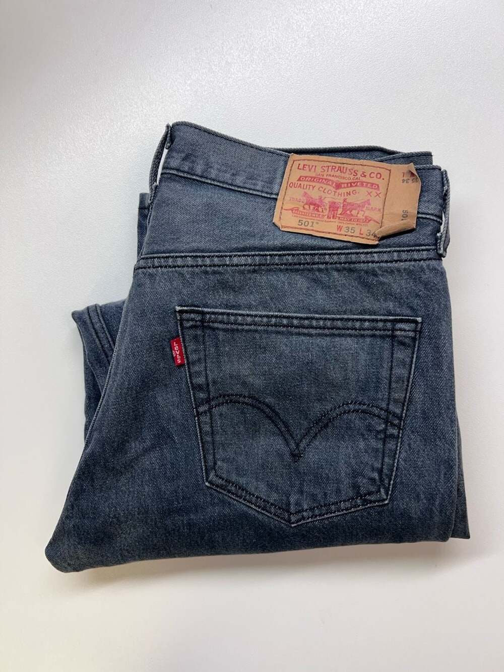 Y2K Levis 501 Washed Black Jeans Mens 35x34 (34x32) Distressed Paint 0436